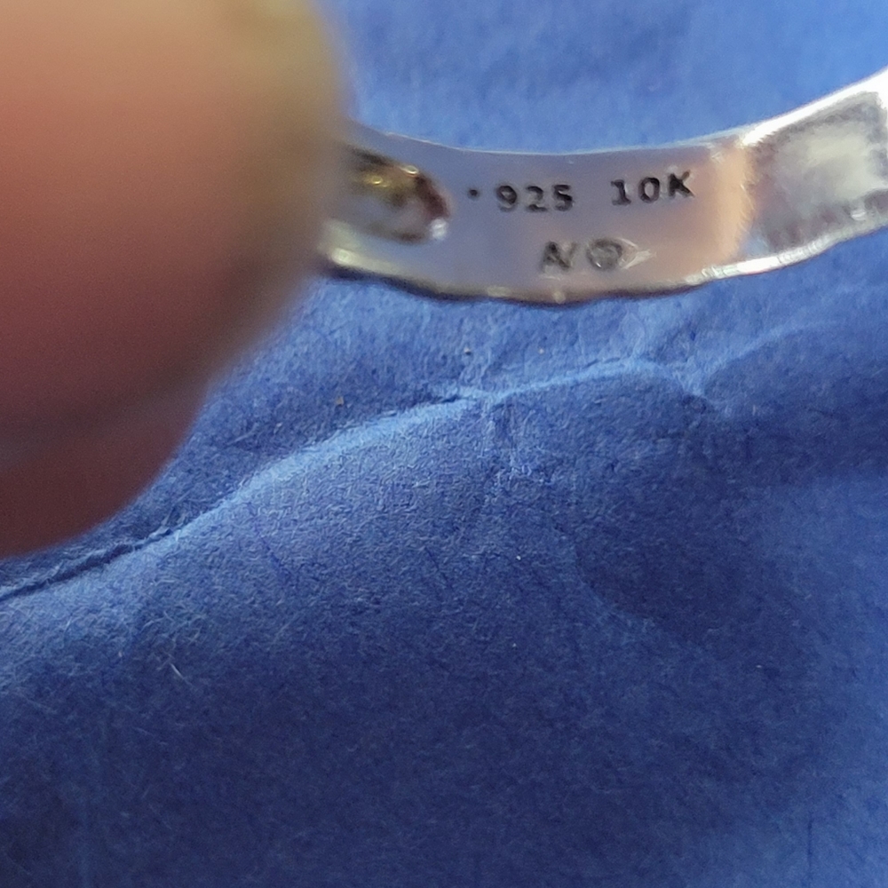 ❤ 925-SILVER AND 10K GOLD RING SIZE 7 - Picture 3 of 15